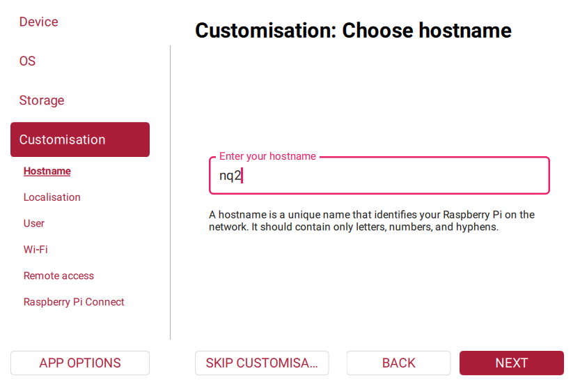 Hostname set to nq2
