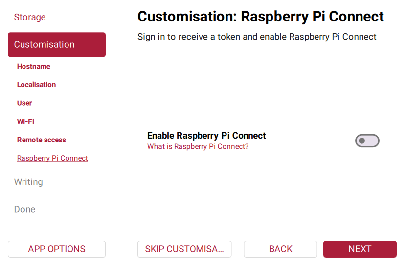 Optional Raspberry Pi Connect disabled