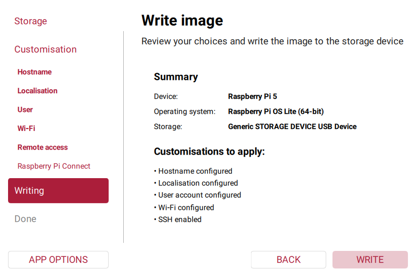 Imager summary before writing