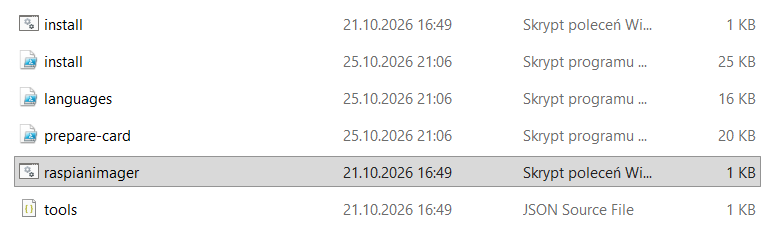 Windows folder with raspianimager launcher highlighted